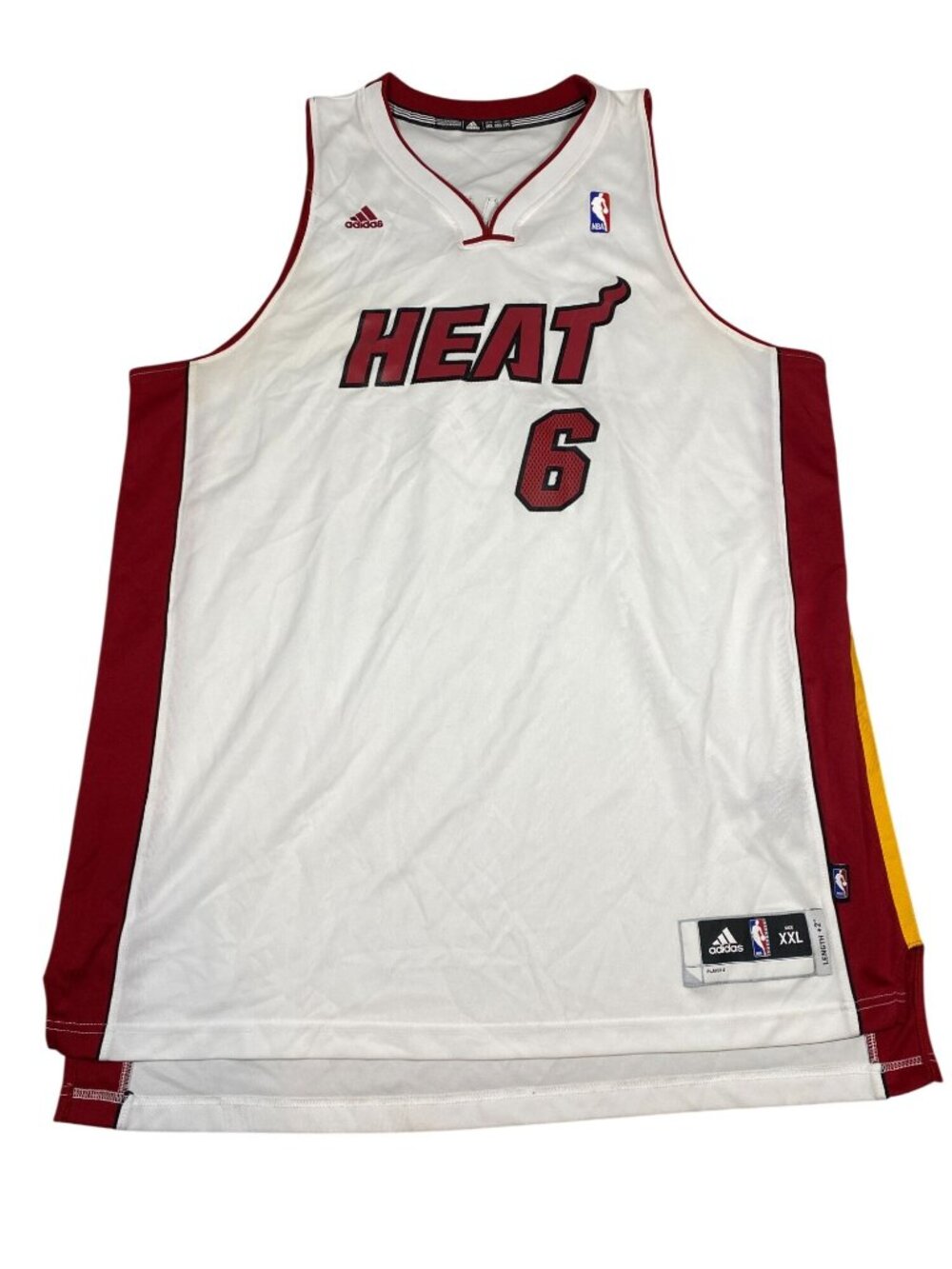 Adidas Miami Heat LeBron James #6 NBA Jersey XXL White/Red Length +2"